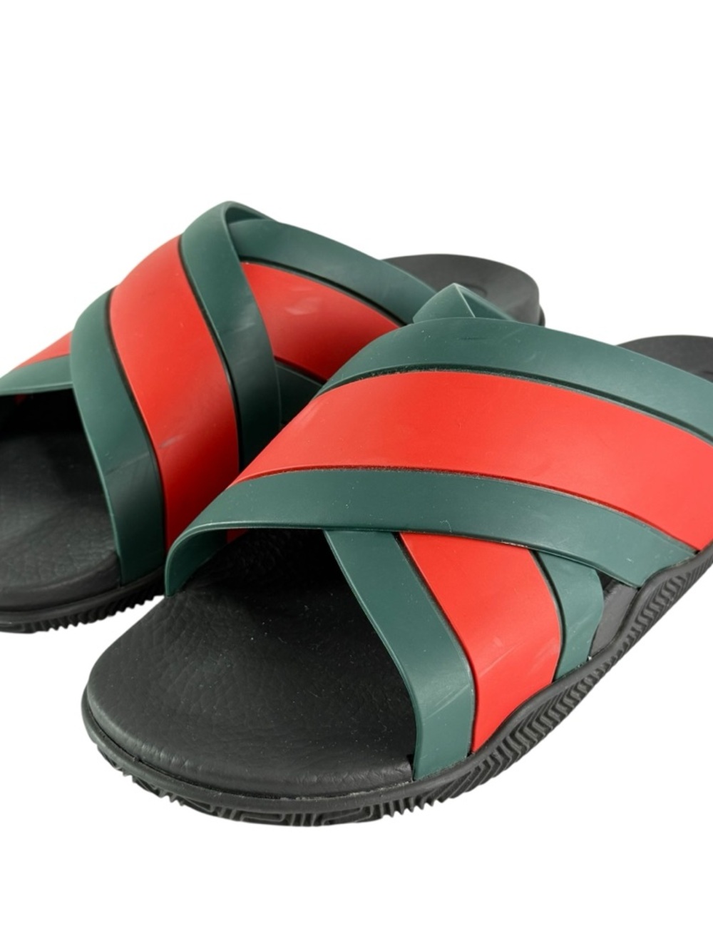 GUCCI 630326 Rubber Web Crisscross Slide Stripe Men's Sandal 9 - 9.5 US - Picture 6 of 12
